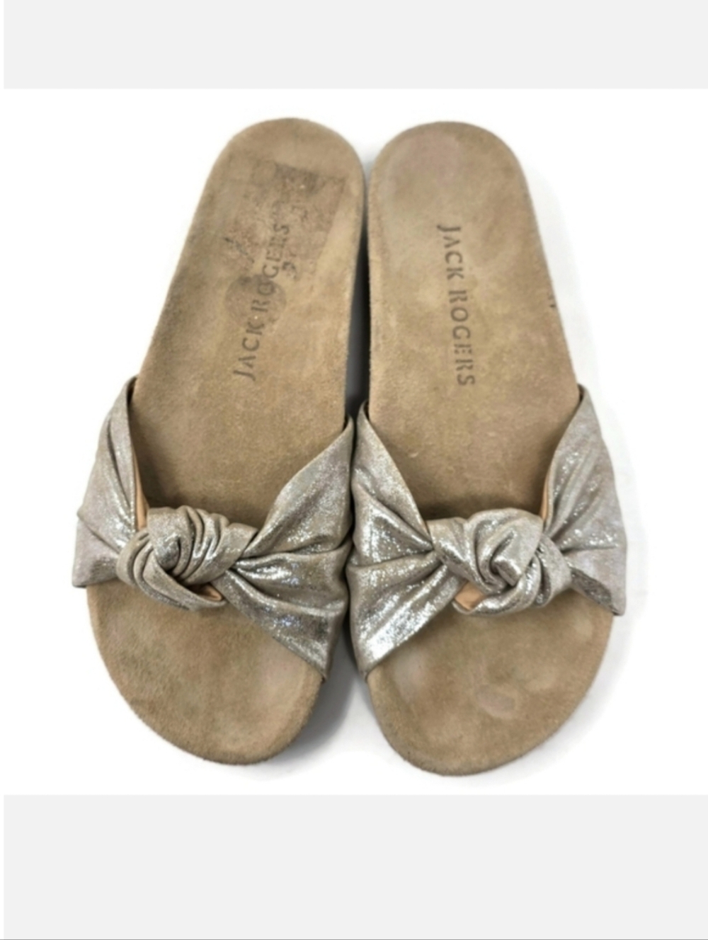 Jack Rogers Phoebe Knotted Comfort Slide Sandals Platinum Women's 7.5